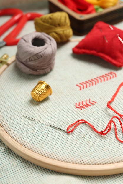 Zbliżenie igły i nici